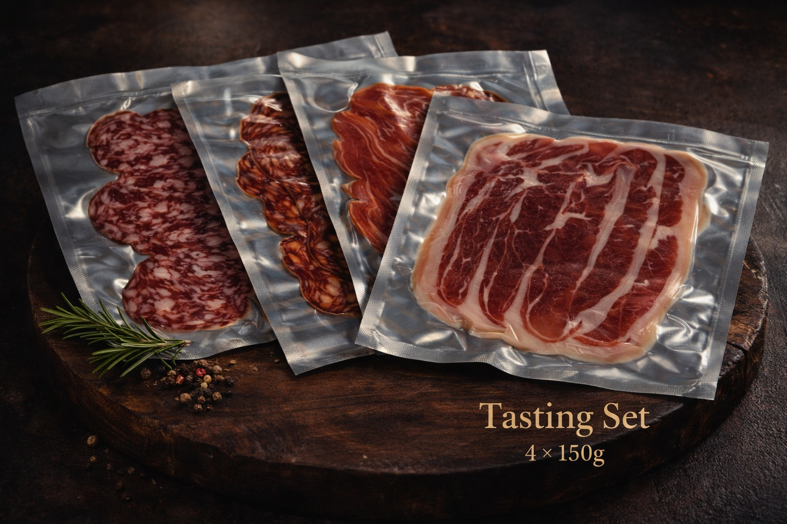 Iberian Tasting Set – Jamon, Lomo, Chorizo & Salchichon (4 × 150g)